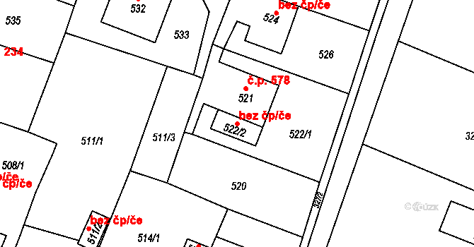 Bohumín 48433985 na parcele st. 522/2 v KÚ Skřečoň, Katastrální mapa