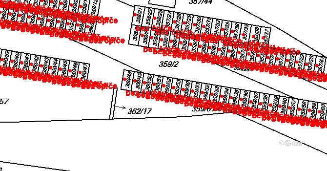 Rousínov 130 na parcele st. 360/52 v KÚ Rousínov u Vyškova, Katastrální mapa