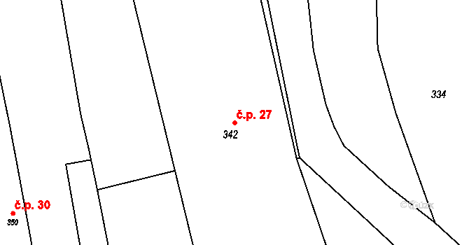 Marefy 27, Bučovice na parcele st. 342 v KÚ Marefy, Katastrální mapa
