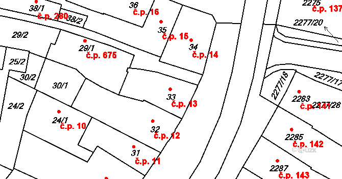 Veselí nad Lužnicí I 13, Veselí nad Lužnicí na parcele st. 33 v KÚ Veselí nad Lužnicí, Katastrální mapa