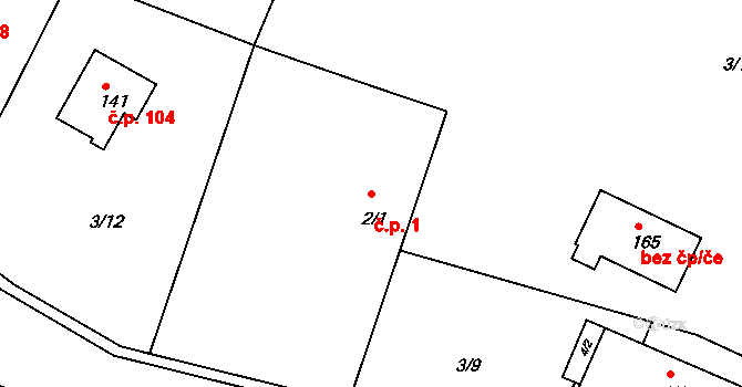 Litětiny 1, Dolní Roveň na parcele st. 2/1 v KÚ Litětiny, Katastrální mapa