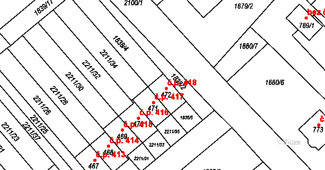 Lichnov 418 na parcele st. 472 v KÚ Lichnov u Nového Jičína, Katastrální mapa