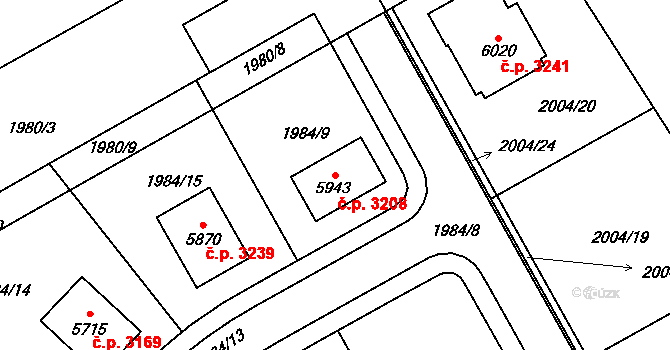 Dvůr Králové nad Labem 3208 na parcele st. 5943 v KÚ Dvůr Králové nad Labem, Katastrální mapa