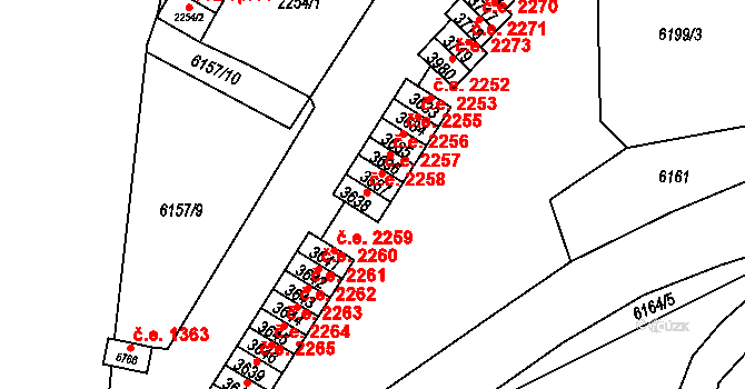Žatec 2258 na parcele st. 3638 v KÚ Žatec, Katastrální mapa