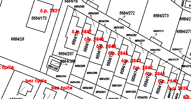 Frýdek 3845, Frýdek-Místek na parcele st. 6684/138 v KÚ Frýdek, Katastrální mapa