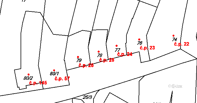 Tučapy 25, Holešov na parcele st. 78 v KÚ Tučapy u Holešova, Katastrální mapa
