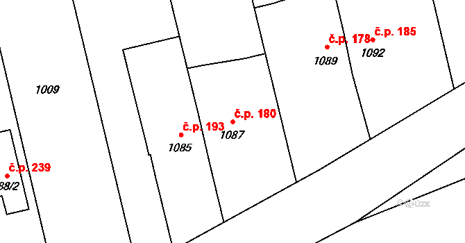 Přerov XII-Žeravice 180, Přerov na parcele st. 1087 v KÚ Žeravice, Katastrální mapa