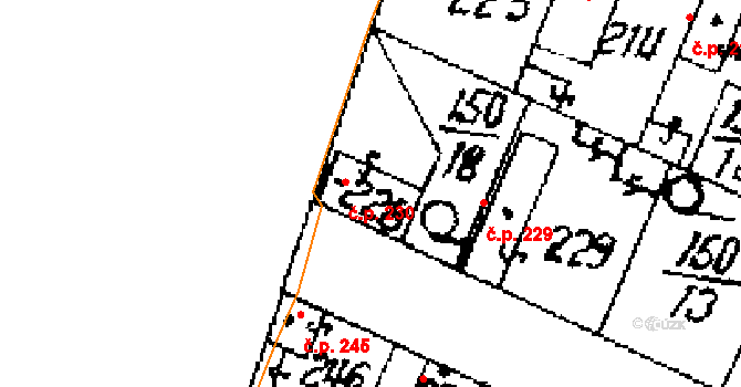Přerov nad Labem 230 na parcele st. 228 v KÚ Přerov nad Labem, Katastrální mapa
