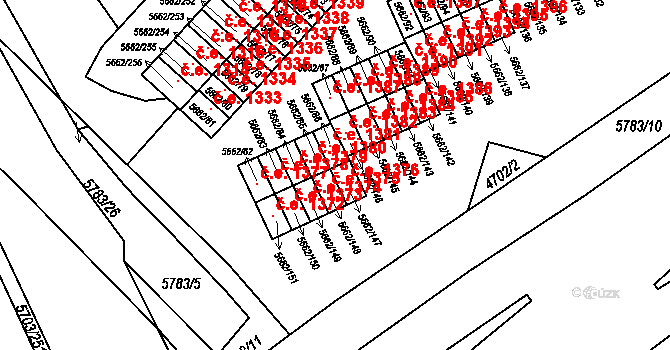Jihlava 1376 na parcele st. 5662/147 v KÚ Jihlava, Katastrální mapa