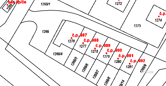 Rýmařov 988 na parcele st. 1277 v KÚ Rýmařov, Katastrální mapa