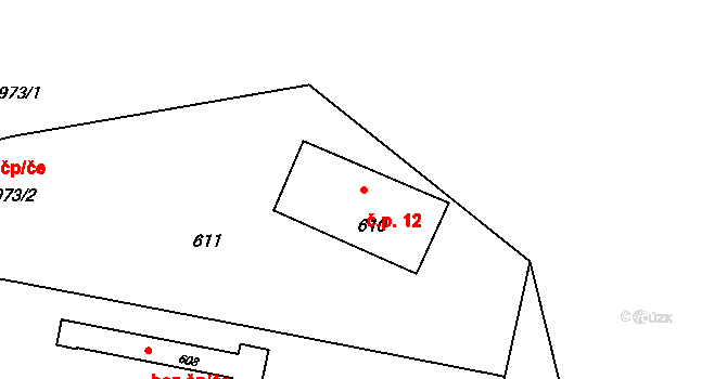 Horní Těrlicko 12, Těrlicko na parcele st. 610 v KÚ Horní Těrlicko, Katastrální mapa