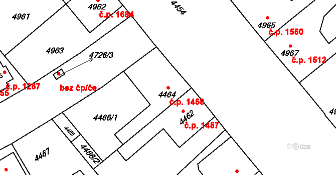 Kročehlavy 1458, Kladno na parcele st. 4464 v KÚ Kročehlavy, Katastrální mapa