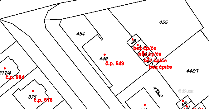 Velká Bystřice 549 na parcele st. 449 v KÚ Velká Bystřice, Katastrální mapa
