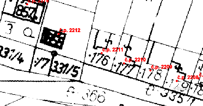 Podlusky 2211, Roudnice nad Labem na parcele st. 176 v KÚ Podlusky, Katastrální mapa