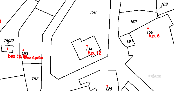 Ostrov 12 na parcele st. 134 v KÚ Ostrov u Tochovic, Katastrální mapa