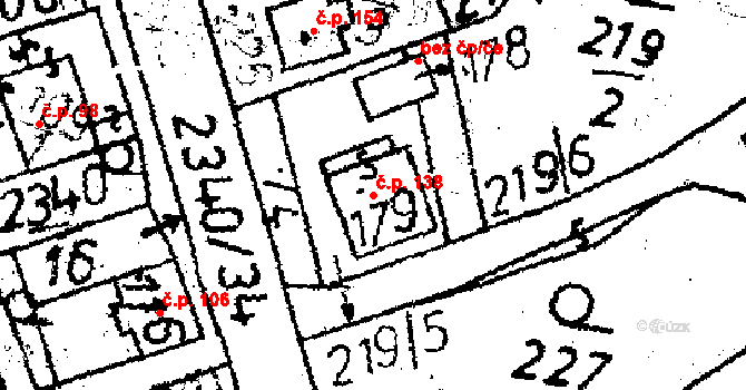 Těmice 138 na parcele st. 179 v KÚ Těmice u Kamenice nad Lipou, Katastrální mapa