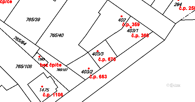 Bakov nad Jizerou 676 na parcele st. 403/3 v KÚ Bakov nad Jizerou, Katastrální mapa