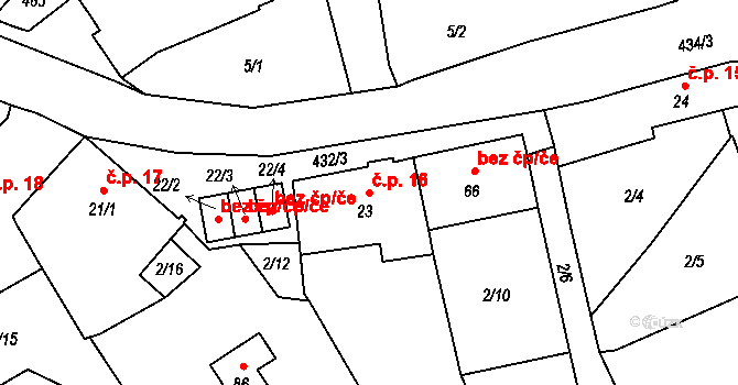 Palupín 16, Strmilov na parcele st. 23 v KÚ Palupín, Katastrální mapa