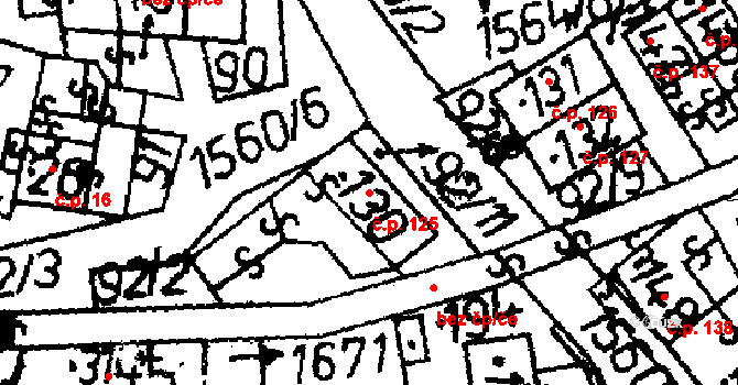 Popelín 125 na parcele st. 130 v KÚ Popelín, Katastrální mapa
