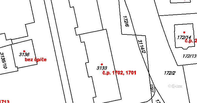 Chodov 1701,1702, Praha na parcele st. 3133 v KÚ Chodov, Katastrální mapa