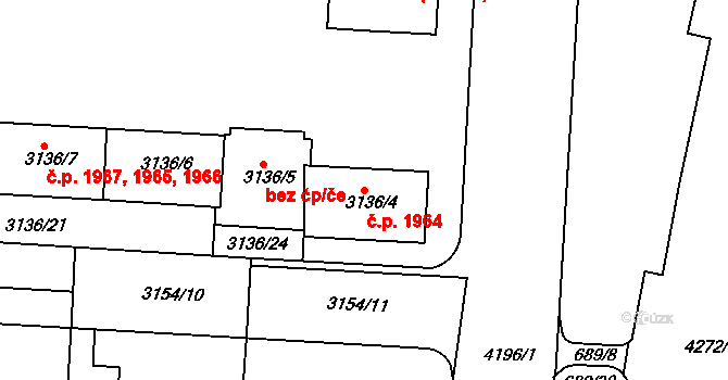 Dejvice 1964, Praha na parcele st. 3136/4 v KÚ Dejvice, Katastrální mapa