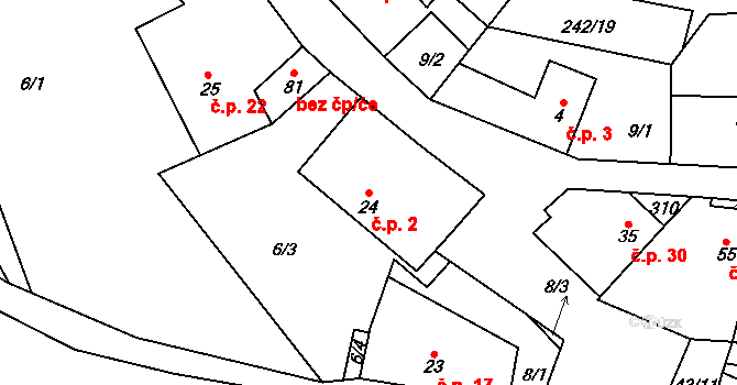 Knížkovice 2, Zdice na parcele st. 24 v KÚ Knížkovice, Katastrální mapa