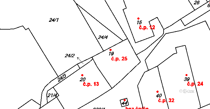 Chramosty 25, Dublovice na parcele st. 19 v KÚ Chramosty, Katastrální mapa