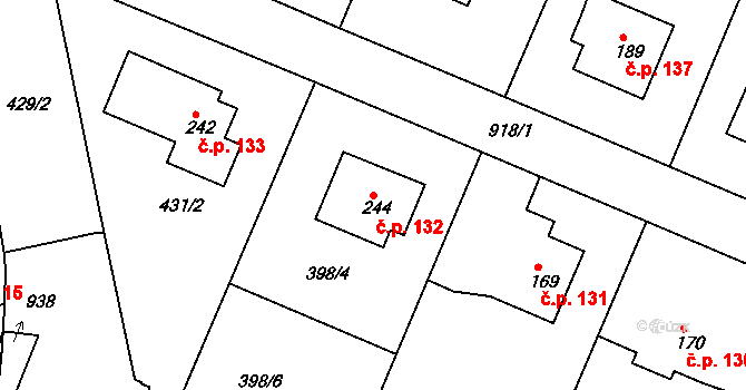 Starý Rožmitál 132, Rožmitál pod Třemšínem na parcele st. 244 v KÚ Starý Rožmitál, Katastrální mapa
