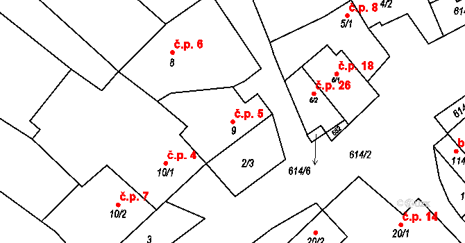 Litostrov 5 na parcele st. 9 v KÚ Litostrov, Katastrální mapa