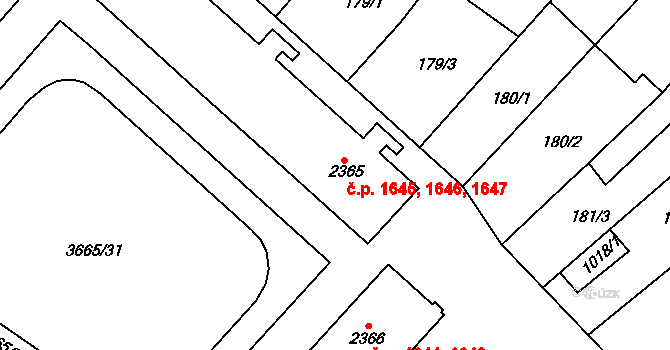 Veselí nad Moravou 1645,1646,1647 na parcele st. 2365 v KÚ Veselí-Předměstí, Katastrální mapa