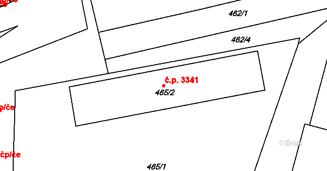 Rýnovice 3341, Jablonec nad Nisou na parcele st. 465/2 v KÚ Rýnovice, Katastrální mapa