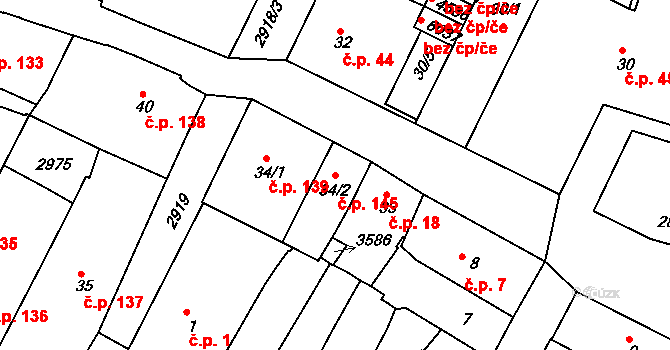 Chrudim I 145, Chrudim na parcele st. 34/2 v KÚ Chrudim, Katastrální mapa