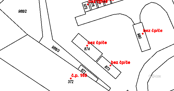 Borohrádek 38461986 na parcele st. 874 v KÚ Borohrádek, Katastrální mapa