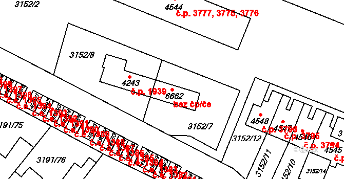 Zlín 41185986 na parcele st. 6662 v KÚ Zlín, Katastrální mapa