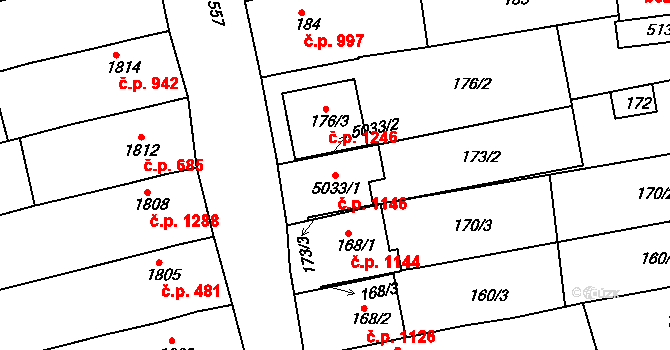 Vlčnov 1146 na parcele st. 5033/1 v KÚ Vlčnov, Katastrální mapa