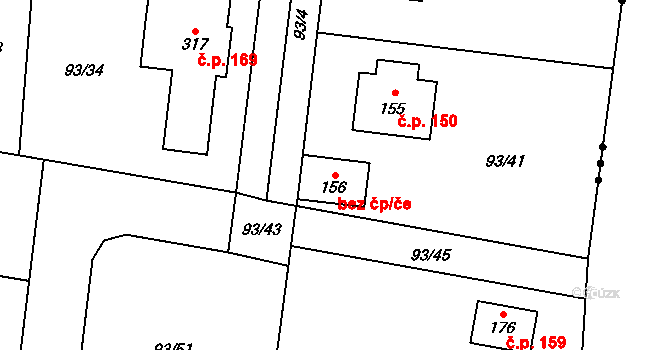 Vysoký Újezd 48621986 na parcele st. 156 v KÚ Vysoký Újezd u Berouna, Katastrální mapa