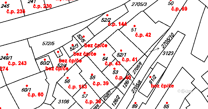 Zlechov 43 na parcele st. 54 v KÚ Zlechov, Katastrální mapa