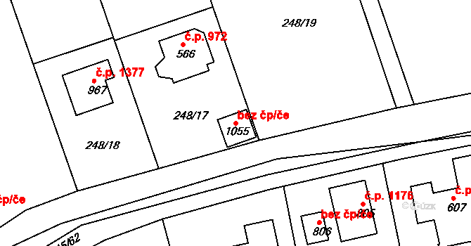 Rudná 49587986 na parcele st. 1055 v KÚ Hořelice, Katastrální mapa
