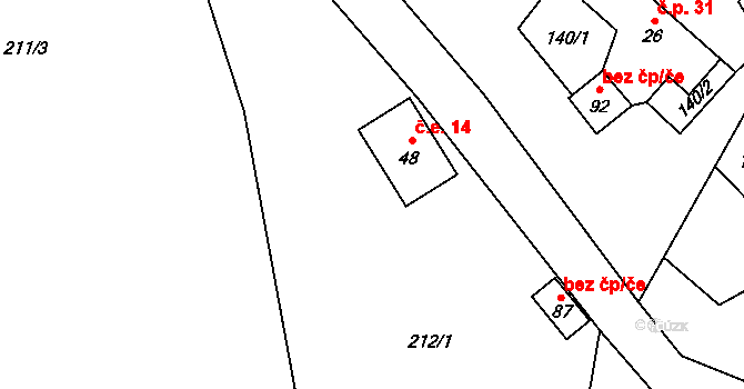 Chuchel 14, Jeřišno na parcele st. 48 v KÚ Chuchel, Katastrální mapa