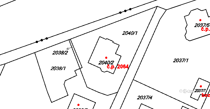 Rychvald 2064 na parcele st. 2040/2 v KÚ Rychvald, Katastrální mapa