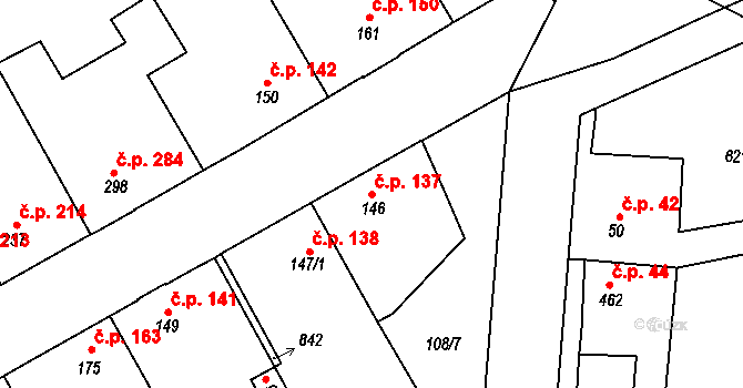Rosice 137, Pardubice na parcele st. 146 v KÚ Rosice nad Labem, Katastrální mapa