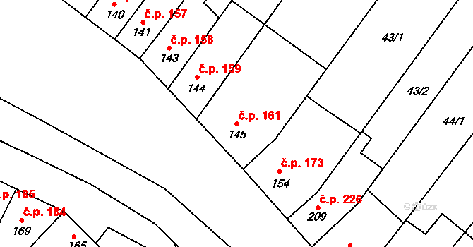 Doubravice nad Svitavou 161 na parcele st. 145 v KÚ Doubravice nad Svitavou, Katastrální mapa