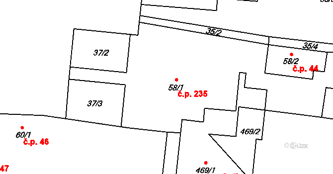 Kolešovice 235 na parcele st. 58/1 v KÚ Kolešovice, Katastrální mapa