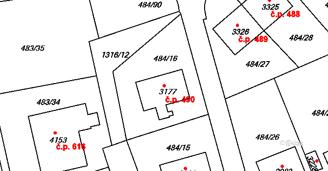 Horní Brána 490, Český Krumlov na parcele st. 3177 v KÚ Český Krumlov, Katastrální mapa
