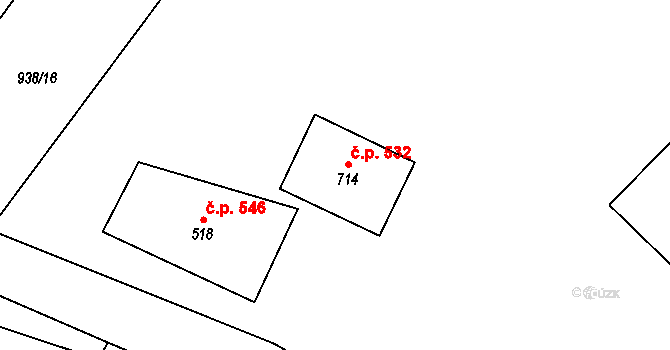 Bavorov 532 na parcele st. 714 v KÚ Bavorov, Katastrální mapa