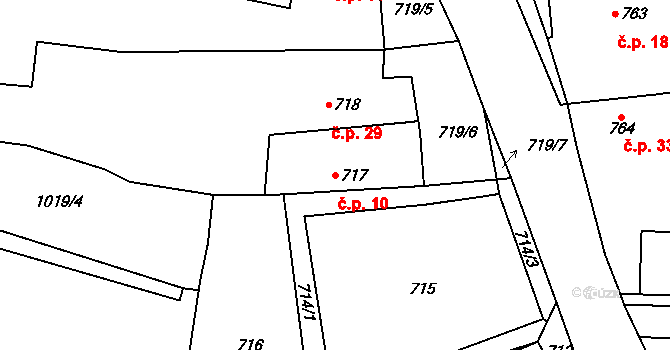 Senec 10, Zruč-Senec na parcele st. 717 v KÚ Senec u Plzně, Katastrální mapa