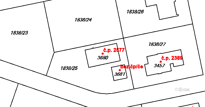 Brandýs nad Labem 2577, Brandýs nad Labem-Stará Boleslav na parcele st. 3680 v KÚ Brandýs nad Labem, Katastrální mapa