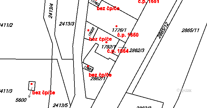 Žatec 1664 na parcele st. 1792/1 v KÚ Žatec, Katastrální mapa