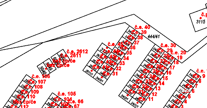 Žatec 44 na parcele st. 2611/4 v KÚ Žatec, Katastrální mapa