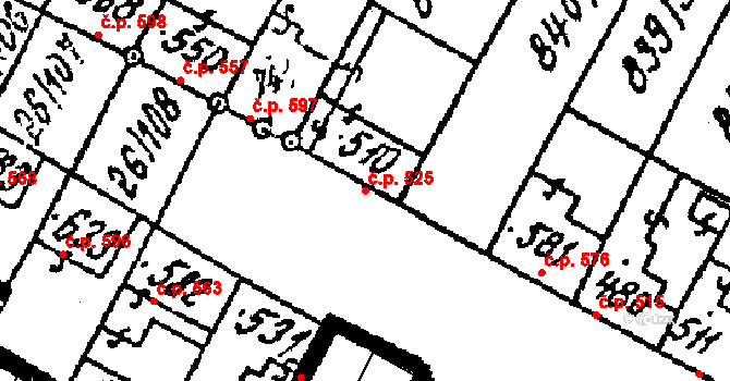 Kostice 525 na parcele st. 510 v KÚ Kostice, Katastrální mapa